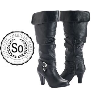 SO Women's Tall High Heel Dress Boots Black Size 7M